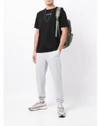 schwarzes besticktes T-Shirt mit einem Rundhalsausschnitt von Armani Exchange