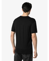 schwarzes besticktes T-Shirt mit einem Rundhalsausschnitt von Dolce & Gabbana