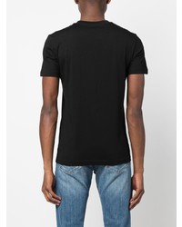 schwarzes besticktes T-Shirt mit einem Rundhalsausschnitt von Diesel