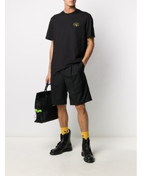 schwarzes besticktes T-Shirt mit einem Rundhalsausschnitt von MSGM