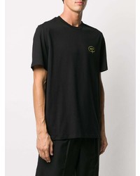 schwarzes besticktes T-Shirt mit einem Rundhalsausschnitt von MSGM