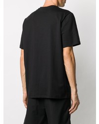 schwarzes besticktes T-Shirt mit einem Rundhalsausschnitt von MSGM