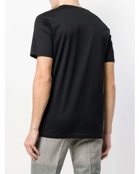 schwarzes besticktes T-Shirt mit einem Rundhalsausschnitt von Lanvin