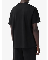 schwarzes besticktes T-Shirt mit einem Rundhalsausschnitt von Burberry