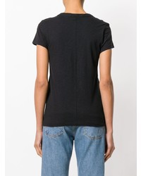 schwarzes besticktes T-Shirt mit einem Rundhalsausschnitt von Rag & Bone