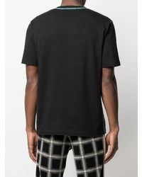 schwarzes besticktes T-Shirt mit einem Rundhalsausschnitt von Stone Island