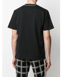 schwarzes besticktes T-Shirt mit einem Rundhalsausschnitt von Stone Island