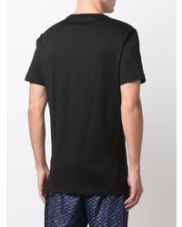 schwarzes besticktes T-Shirt mit einem Rundhalsausschnitt von Versace