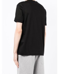 schwarzes besticktes T-Shirt mit einem Rundhalsausschnitt von Emporio Armani