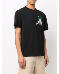 schwarzes besticktes T-Shirt mit einem Rundhalsausschnitt von JW Anderson