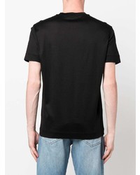 schwarzes besticktes T-Shirt mit einem Rundhalsausschnitt von Emporio Armani