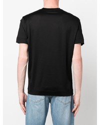 schwarzes besticktes T-Shirt mit einem Rundhalsausschnitt von Emporio Armani