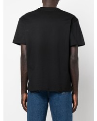 schwarzes besticktes T-Shirt mit einem Rundhalsausschnitt von JW Anderson