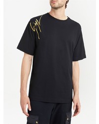 schwarzes besticktes T-Shirt mit einem Rundhalsausschnitt von Giuseppe Zanotti