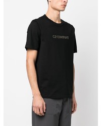 schwarzes besticktes T-Shirt mit einem Rundhalsausschnitt von C.P. Company