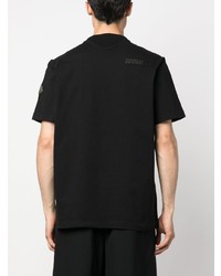 schwarzes besticktes T-Shirt mit einem Rundhalsausschnitt von Moncler