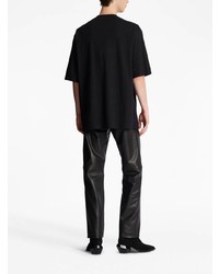 schwarzes besticktes T-Shirt mit einem Rundhalsausschnitt von Balmain