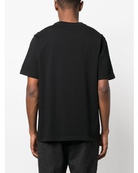 schwarzes besticktes T-Shirt mit einem Rundhalsausschnitt von Paul Smith