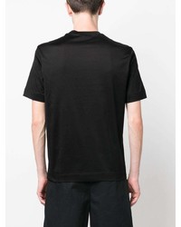 schwarzes besticktes T-Shirt mit einem Rundhalsausschnitt von Emporio Armani