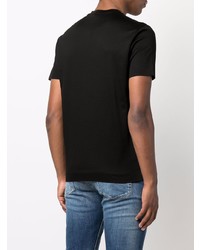 schwarzes besticktes T-Shirt mit einem Rundhalsausschnitt von Emporio Armani