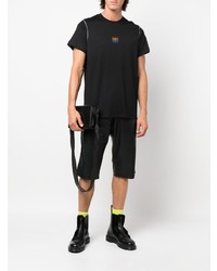 schwarzes besticktes T-Shirt mit einem Rundhalsausschnitt von MSGM