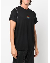 schwarzes besticktes T-Shirt mit einem Rundhalsausschnitt von MSGM