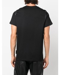 schwarzes besticktes T-Shirt mit einem Rundhalsausschnitt von MSGM