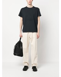 schwarzes besticktes T-Shirt mit einem Rundhalsausschnitt von Maison Margiela