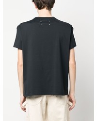 schwarzes besticktes T-Shirt mit einem Rundhalsausschnitt von Maison Margiela