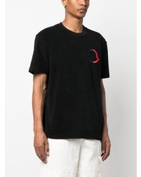 schwarzes besticktes T-Shirt mit einem Rundhalsausschnitt von Moncler