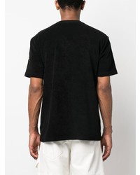 schwarzes besticktes T-Shirt mit einem Rundhalsausschnitt von Moncler