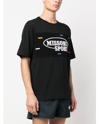 schwarzes besticktes T-Shirt mit einem Rundhalsausschnitt von Missoni