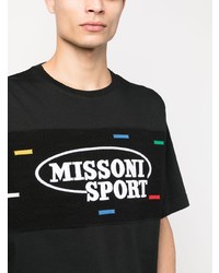 schwarzes besticktes T-Shirt mit einem Rundhalsausschnitt von Missoni