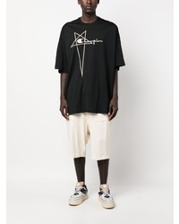 schwarzes besticktes T-Shirt mit einem Rundhalsausschnitt von Rick Owens X Champion