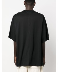 schwarzes besticktes T-Shirt mit einem Rundhalsausschnitt von Rick Owens X Champion