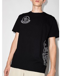 schwarzes besticktes T-Shirt mit einem Rundhalsausschnitt von Moncler