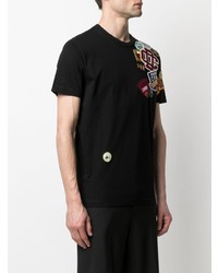 schwarzes besticktes T-Shirt mit einem Rundhalsausschnitt von DSQUARED2