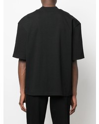 schwarzes besticktes T-Shirt mit einem Rundhalsausschnitt von 032c