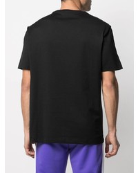 schwarzes besticktes T-Shirt mit einem Rundhalsausschnitt von Versace