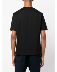 schwarzes besticktes T-Shirt mit einem Rundhalsausschnitt von Lanvin