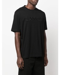 schwarzes besticktes T-Shirt mit einem Rundhalsausschnitt von Lanvin