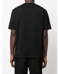 schwarzes besticktes T-Shirt mit einem Rundhalsausschnitt von Lanvin