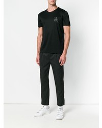 schwarzes besticktes T-Shirt mit einem Rundhalsausschnitt von Alexander McQueen