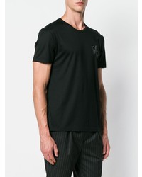 schwarzes besticktes T-Shirt mit einem Rundhalsausschnitt von Alexander McQueen