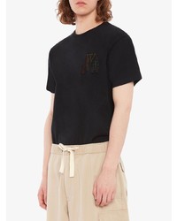 schwarzes besticktes T-Shirt mit einem Rundhalsausschnitt von JW Anderson