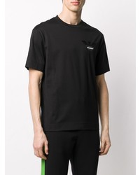 schwarzes besticktes T-Shirt mit einem Rundhalsausschnitt von Emporio Armani