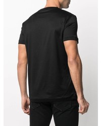 schwarzes besticktes T-Shirt mit einem Rundhalsausschnitt von Alexander McQueen