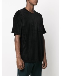 schwarzes besticktes T-Shirt mit einem Rundhalsausschnitt von Needles