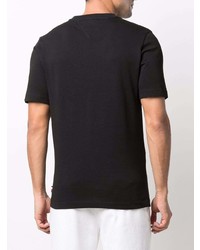 schwarzes besticktes T-Shirt mit einem Rundhalsausschnitt von Tommy Hilfiger