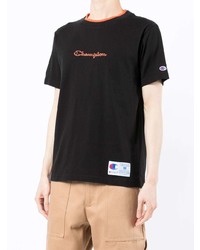 schwarzes besticktes T-Shirt mit einem Rundhalsausschnitt von Carhartt WIP